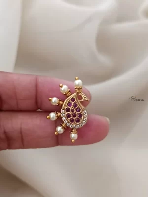 Ruby & White Peacock Pearl Earrings