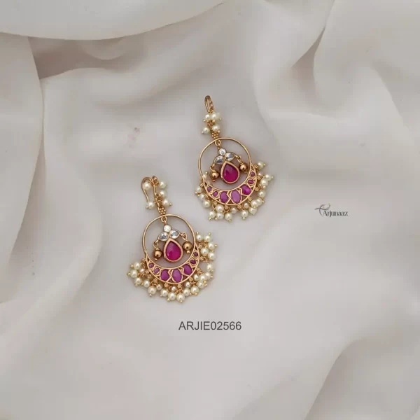 Ruby & White Hook Drop Earrings