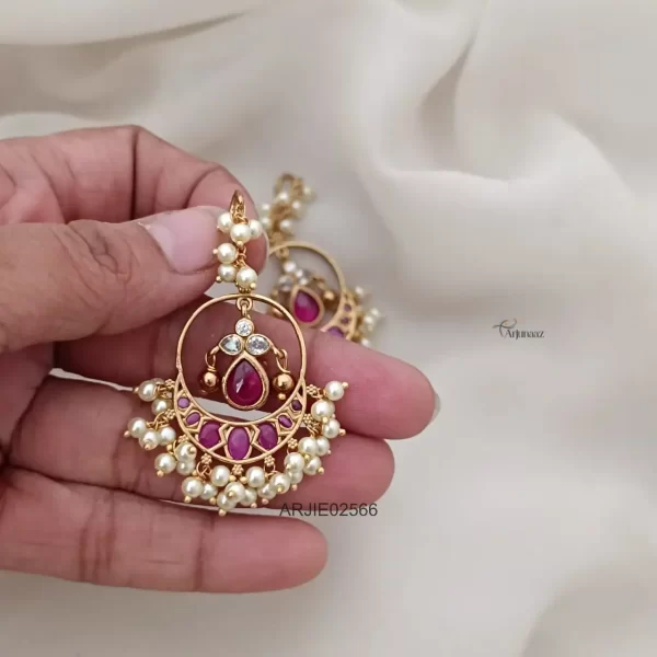Ruby & White Hook Drop Earrings