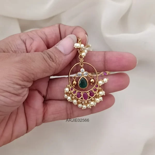 Multi Stone Pearl Hook Drop Earrings