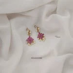 Floral Ruby Hook Drop Earrings