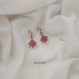 Floral Ruby Hook Drop Earrings