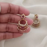 Ruby & White Chandbali Earrings