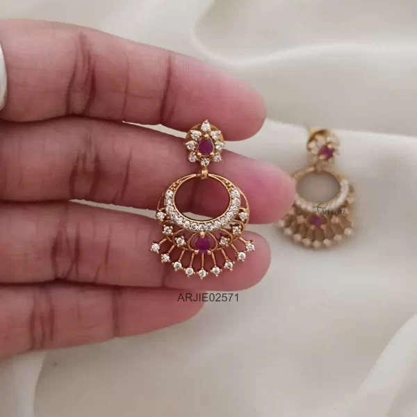 Ruby & White Chandbali Earrings