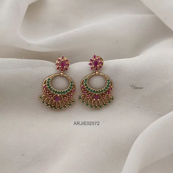 Ruby & Green Chandbali Earrings