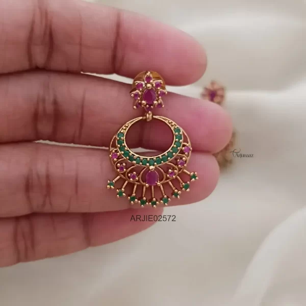 Ruby & Green Chandbali Earrings