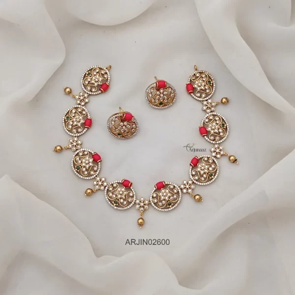 Traditional Coral CZ Necklace