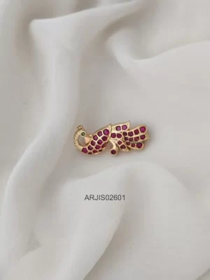 Peacock Ruby Stone Saree Pin