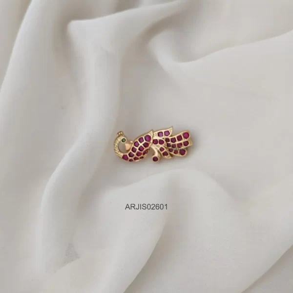 Peacock Ruby Stone Saree Pin