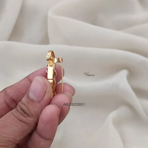 Peacock Ruby Stone Saree Pin
