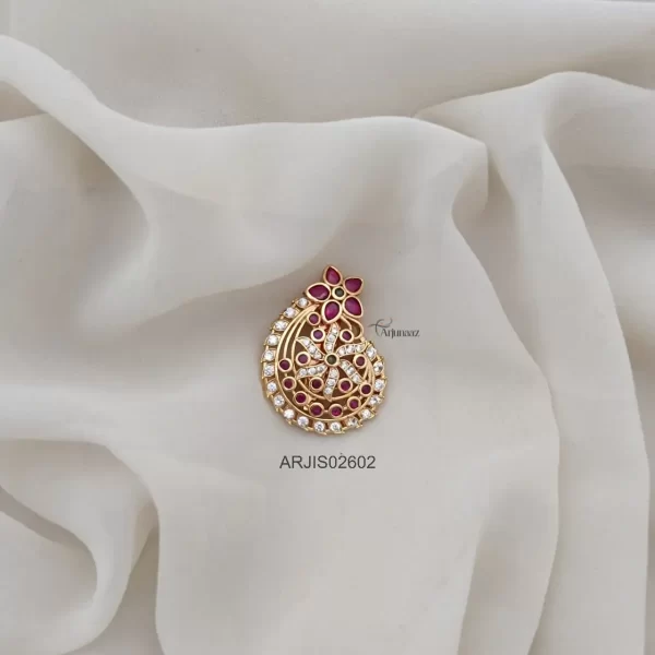 Floral Multi Stone Saree Pin