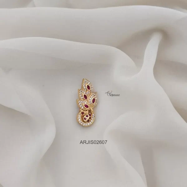 Ruby & White Peacock Saree Pin