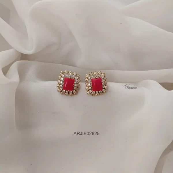 Coral White Stone Earrings