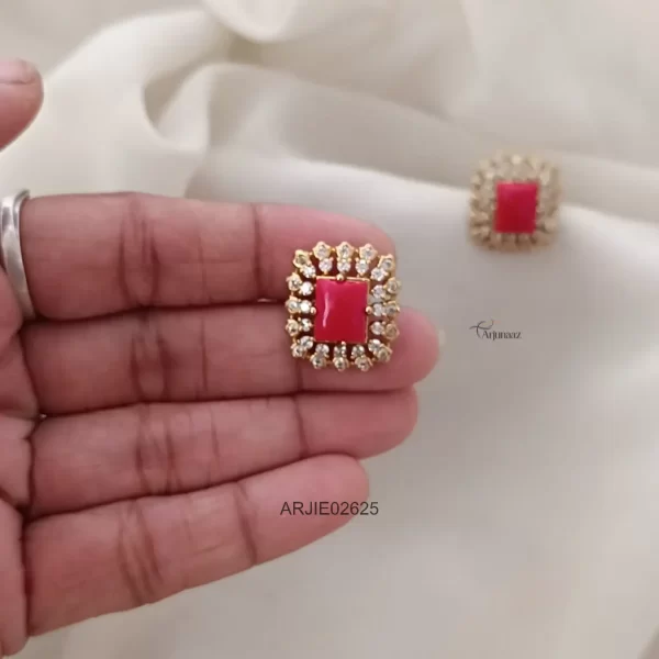 Coral White Stone Earrings