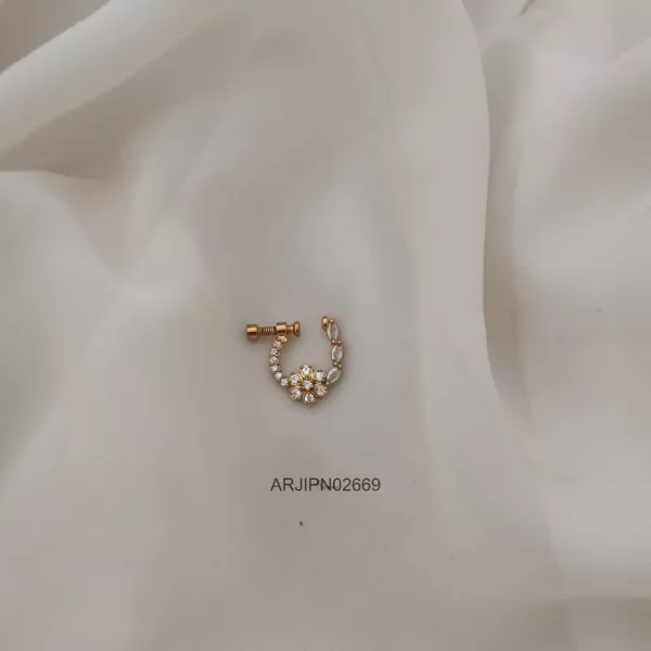Floral White Stone Bridal Nose Ring