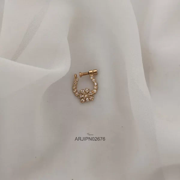 Floral Bridal White Stone Nose Ring