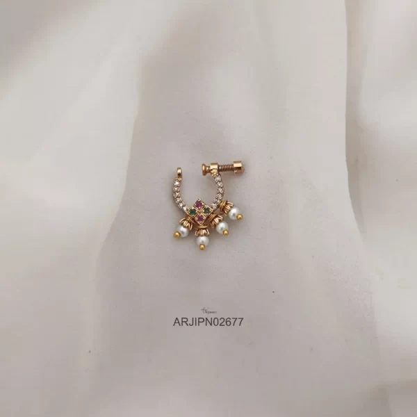 Beautiful Multi Stone Bridal Nose Ring