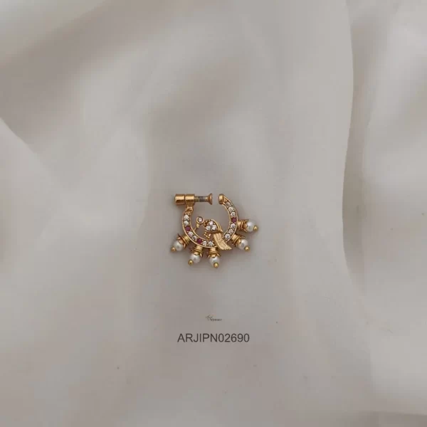 White Stone Bird Nose Ring