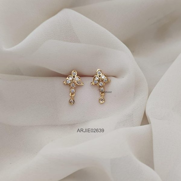 White Stone Screw Back Earrings