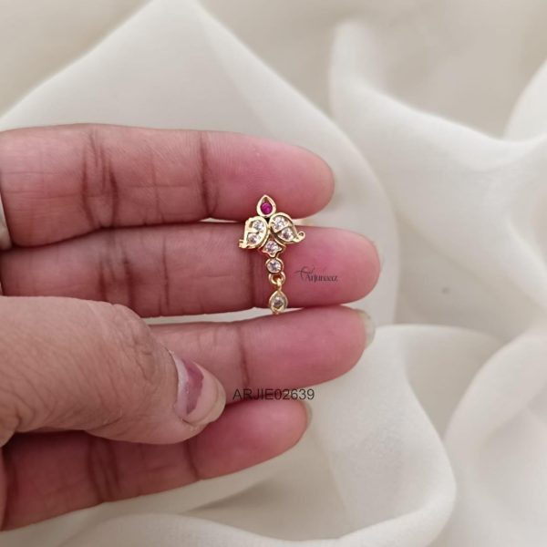 White Stone Screw Back Earrings