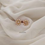 Floral White Stone Screw Back Earrings