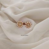 Floral White Stone Screw Back Earrings