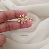 Floral White Stone Screw Back Earrings