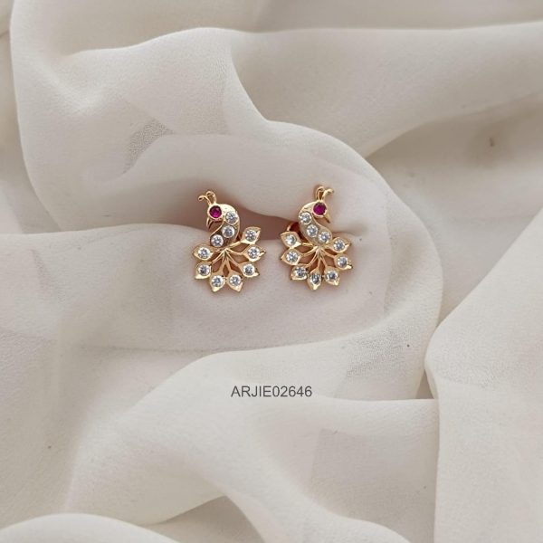 Peacock White Stone Stud Earrings