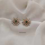 Green and White Diamond Replica Stud Earrings