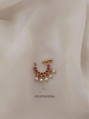 Ruby Bridal Pearl Nose Ring