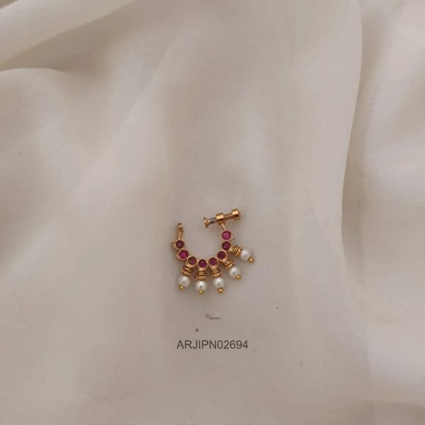 Ruby Bridal Pearl Nose Ring