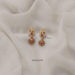 Ruby Beaded Stone Peacock Earrings