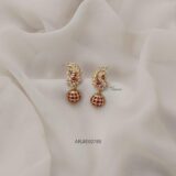 Ruby Beaded Stone Peacock Earrings