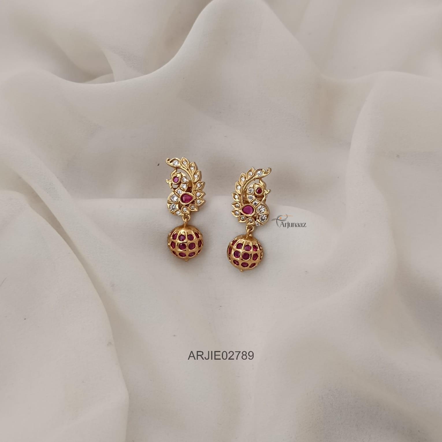 Ruby Beaded Stone Peacock Earrings Ruby Beaded Stone Peacock Earrings