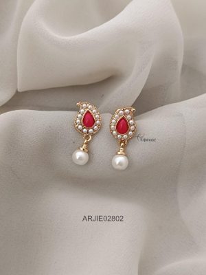 Coral & Pearl Mango Earrings