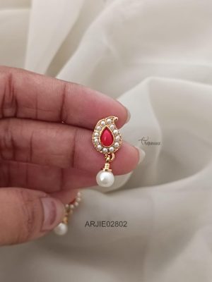 Coral & Pearl Mango Earrings