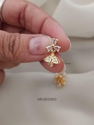 Cute White Stone Daily Wear Jhumkas