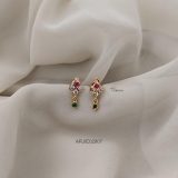 Multi Stone Screw Back Earrings