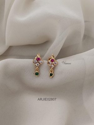 Multi Stone Screw Back Earrings