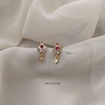 Ruby & White Screw Back Earrings