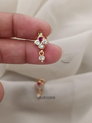 Ruby & White Screw Back Earrings