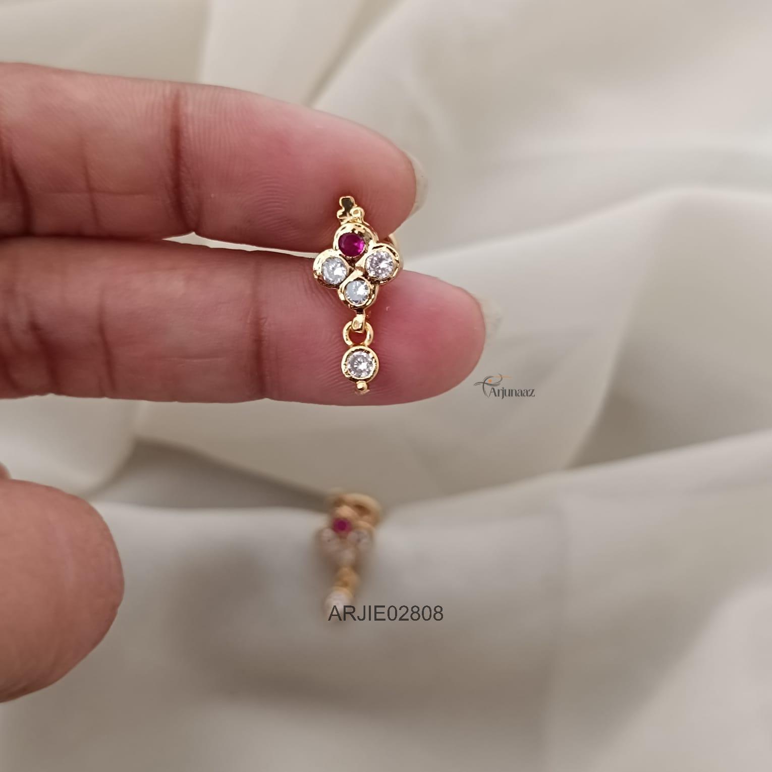 2808-02 Ruby & White Screw Back Earrings