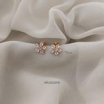 Floral White Stone Screw Back Earrings