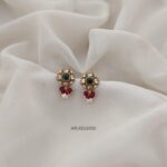 Floral Ruby Beads Mini Earrings