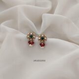 Floral Ruby Beads Mini Earrings