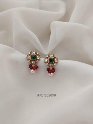 Floral Ruby Beads Mini Earrings