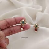 Floral Ruby Beads Mini Earrings