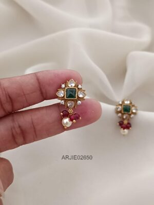 Floral Ruby Beads Mini Earrings