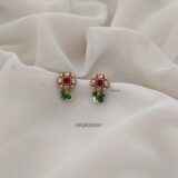 Floral Green Beads Mini Earrings