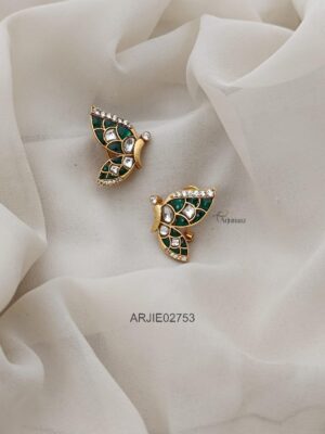 Jadau Kundan Green Butterfly Earrings
